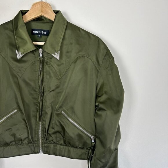 RETROFÊTE Mia bomber jacket & Kira jogger satin set Army Green - Picture 9 of 16